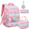 Kimwadalh Mädchen Rucksack Glitzer Schultasche Schulranzen Set Schulrucksack Mädchen Jungen Rucksack 3 Teilig,Kinderrucksack Ergonomisch Rucksack mit Brustgurt