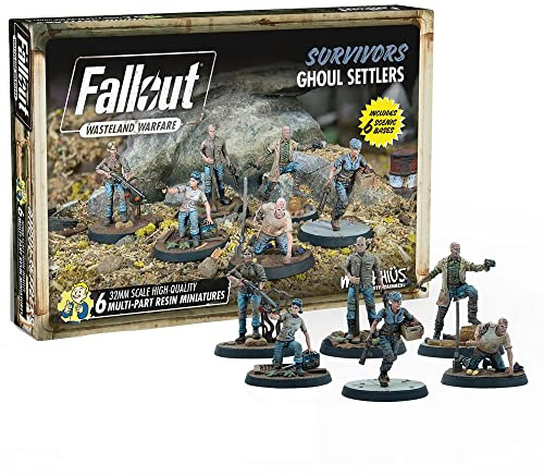 Fallout Wasteland Warfare: Survivors - Ghoul Settlers (The Slog) - 6 Unpainted Resin Miniatures, Includes Scenic Bases, 32MM Scale Figures, Tabletop Roleplaying Game Minifigures