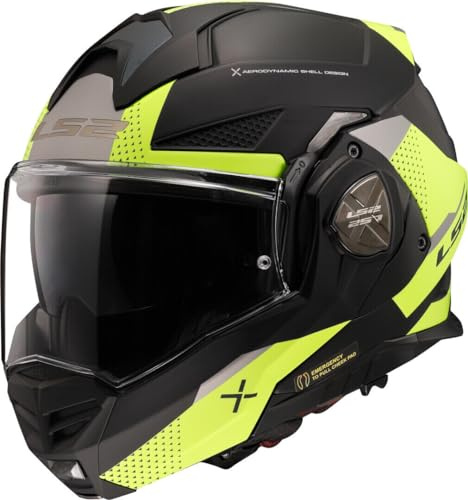 LS2, Klapphelm Motorrad ADVANT X Oblivion Matt Black H-V Yellow, M