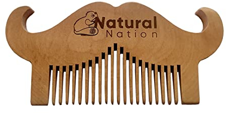 Holz-Schnurrbart/Bartkamm aus antistatischem Naturholz, umweltfreundlich, biologisch abbaubar, entwirrt und glättet das Gesichtshaar