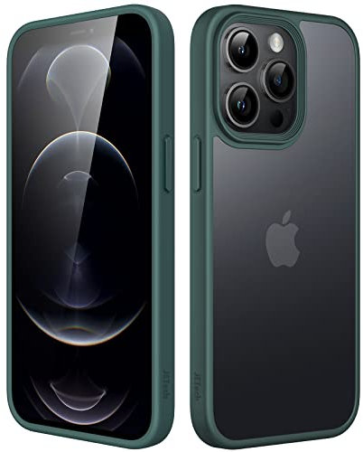 JETech Matte Case for iPhone 12 Pro Max 6.7-Inch, Shockproof Military Grade Drop Protection, Frosted Translucent Back Phone Cover, Anti-Fingerprint (Dark Green)