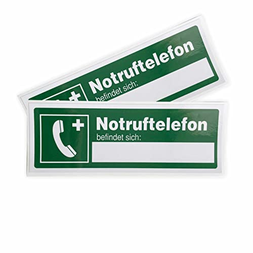 Aufkleber Notruftelefon befindet sich 21x7,5 cm - für Außen- und Innenbereich - Notruftelefon befindet sich Sticker