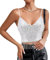 Naimo Damen Glitzer Pailletten Crop Top mit Strass Quaste Ärmellos V-Ausschnitt Spaghettiträger Tank Weste Camisole Tops