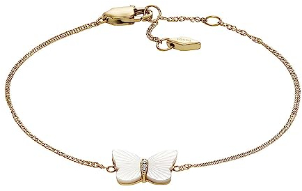 Fossil Armband für Frauen Radiant Wings, Weißes Perlmutt Schmetterlingskettenarmband, Länge: 169mm+32mm, Breite: 13.2mm, Höhe: 10mm, JF04425710