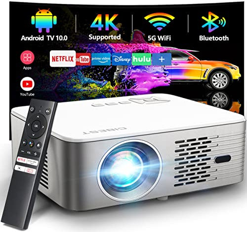 CiBest Smart 4k Projector with WiFi 6 and Bluetooth, Outdoor Movie Proyector Full-Sealed Optical Engine 1000 ANSI Home Ceiling Projector with Autofocus, Streaming Apps