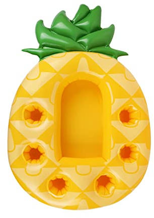 Pool Bar Inflatable Drink Holder Floating 2-in-1 Drinks and Snack Holder Drink Holder for Pineapple 7 Holes Large Capacity Floating Coasters Pool Accessories Fun for Pool Party Water Fun