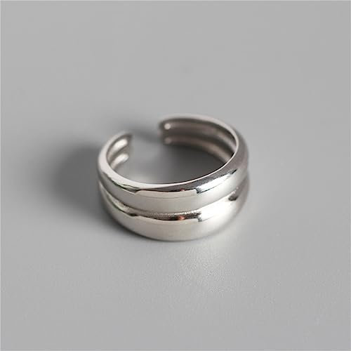 OdDdot Französischer Stil Chunky Croissant Ring für Frauen 925 Silber Ringe Ins Stil Ehering Seil Kühner Ring Persönlichkeit Kreativer Ring