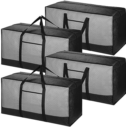 Juego de 4 Cajas de Mudanza Grandes de 120L con Tapa, Bolsa de Almacenamiento Grande para Mudanza de Casa, Ropa, Edredón, Debajo de la Cama, Viajes, Bolsas de Lavandería con Cremalleras