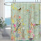 Minicoco Mould Proof Resistant Wet Room Shower Curtain 100% Polyester Waterproof Bathroom Curtain Floral Scenery with 12 Hooks, 180 x 180 cm (Butterfly Bird Flower)