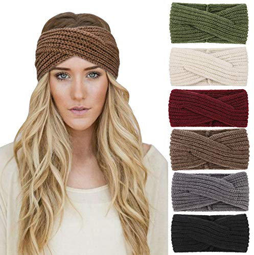 DRESHOW 6 Stück Winter Stirnband Damen Strick Ohrenwärmer Stirnbänder Mädchen Gestrickt Stirnband Kopfband Haarband Headwrap Frauen Haarbänder