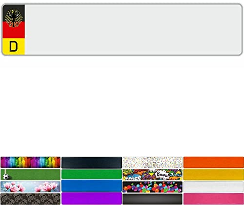 Generisch Fun-KENNZEICHEN Wunschkennzeichen | Namensschild |520x110 mm | viele Farben | Funschilder individuell mit Wunschtext gestaltbar (Bundeswappen)