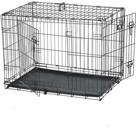 SILVER VALLEY Dog Crate Dog Cage from Small to Large, Pet Dog Puppy Cat Training Cage Crate with 2 Doors Easy Clean Removable Plastic Tray (77.5 L x 47cm W x 54.5cm H)