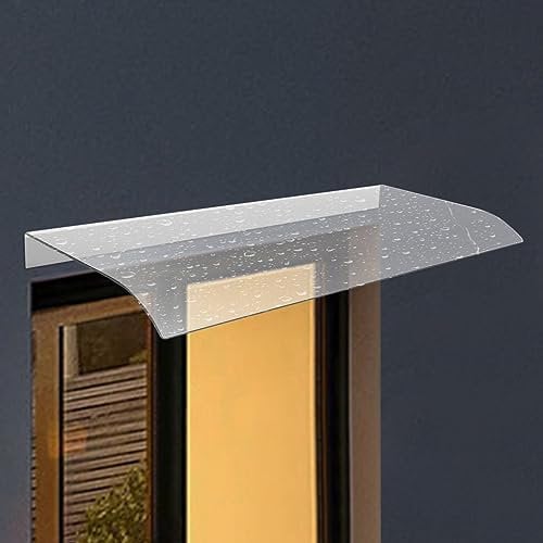Door Canopy Outdoor Awning, Clear Rain Shelter Cover, UV Rain Snow Protection, Curved Rain Canopy Door Canopy Awning for Front/Back Door, Porch, Window, Polycarbonate Sheet, 80 * 40cm