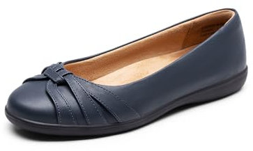 DREAM PAIRS Zapatos planos de ballet para mujer, cómodos zapatos de oficina y trabajo con puntera redonda, marino, 38.5 EU