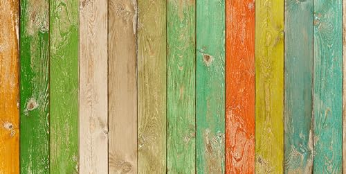 HUBDECO - Teppich - Küchenteppich - Badezimmerteppich - Badteppich - Küchenläufer - Teppich Läufer - Teppich Küche - PCV, Vinyl - rutschfest - Holz Bretter Bunt - 60x120cm