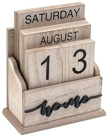 Countdown-Kalender aus Holz, ewiger nordischer Stil, Heimdekoration, Ornament (Holzfarbe)