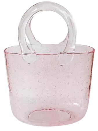 Walopola Aesthetic Vase Glas Handtasche, Portemonnaie-Vase aus Glas für Blumen Handgemachte Blumenvase Modern Vasen Deko Flippige Vase Moderne Vasen für Heimdekoration Dekoration für Blumen und Trocke