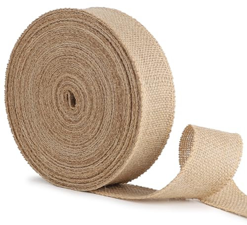 SUPAWAU Ruban Jute Naturel 5 cm x 25m pour Emballage Cadeau - Toile de Jute Rustique et Décorative