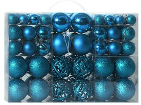 100 Stück 3–6 cm Weihnachtskugeln, Dekoration zum Aufhängen, Christbaumkugel, bruchsichere Kugeln, Seeblau, 100 Stück