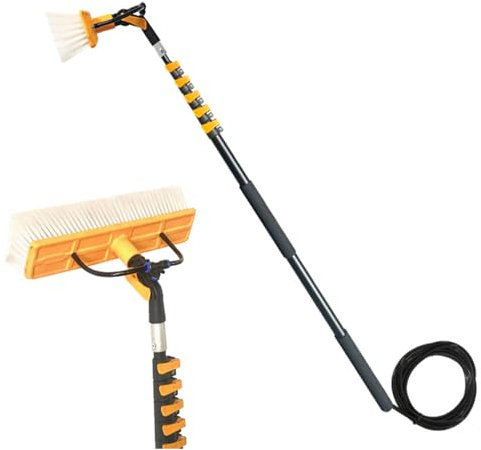 SPXMQSS Cepillo Telescopico Limpieza, Limpiador Placas Solares, Pértiga Telescópica Limpieza de Cristales para Panel Solar Fotovoltaico Tejados Invernaderos y Ventanas 11.4m