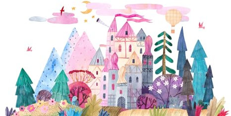 Papier peint panoramique Enfants - Château - Largeur 195 cm x Hauteur 98 cm