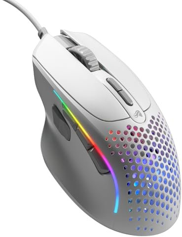 Glorious Gaming - Model I 2 Wired: ratón Gaming con Cable, 9 Botones programables (2 Intercambiables), 66 g superligero, Sensor óptico 26k, switches 80M de clics, MMO/MOBA/FPS, Blanco