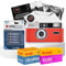 35-mm-Filmkamera-Set mit AgfaPhoto 35 mm wiederverwendbarer Filmkamera, Kamerafilm, Kodak Ultramax 400 36exp, Kodak Clikoze 200 36exp, Akku und Clikoze Objektivtuch mit Kamera-Fotografie-Tipp-Karte