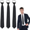 GUTERTOP 3 Stück Krawatten für Herren, Krawatte Schwarz, Herren Krawatten Set, Verstellbare Schmale Krawatten mit Reißverschluss für Geschäft, Büro, Hochzeiten & andere Formelle Anlässe
