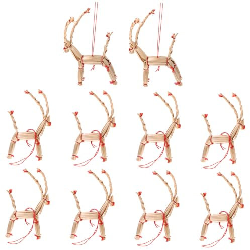 10St Weihnachtsschmuck aus Stroh weihnachtsdekoration Kugeln Weihnachtsstroh weihnachtsdeko Christbaum anhänger Stroh Handwerk Ornament weihnachtliche dekorative Requisiten IMIKEYA