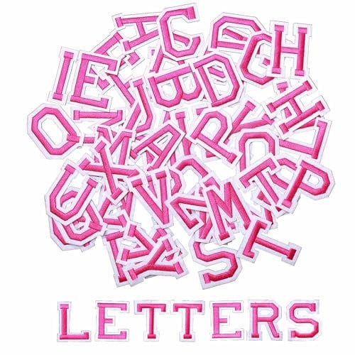 RSYHVG Iron on Sew on Letter Patches for Clothes, 52pcs Alphabet A to Z, Classic Pink