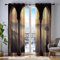 2Er Set Blickdicht Vorhänge Wohnzimmer, 3D Architektur Muster Blickdicht Schlaufenschal Retro Verdunkelungsvorhang, Lärmminderung Gardinen Fensterdekoration H160 X B140 cm