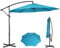 Panana 3M Garden Cantilever Parasol Outdoor Banana Hanging Umbrella 8 Sturdy Ribs with Crank Mechanism Sun Shade Canopy for Poolside, Deck, Patio and Balcony Light Blue