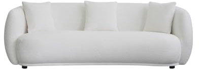 KAWOLA Sofa 3 Sitzer Beige RADA Wohnzimmer Sofa, Couch Stoff Cremeweiß - Big Sofa Bouclé Stoff inkl. Kissen, Moderne Lounge Couch