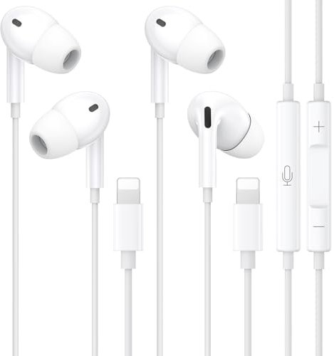 2 Pack In-Ear Kopfhörer für iPhone, [MFi-Zertifiziert] Kopfhörer mit Kabel,HiFi Audio Stereo,mit Anschluss Mikrofon und Lautstärkeregler,Kopfhörer Lightning mit iPhone 14/14 Pro/13/12/11/XS/X/8/7/SE