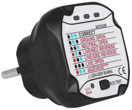 Détecteur de Testeur de Prise électrique Professionnel AST01, Conception Exquise, Test de sécurité électrique (Norme européenne 220V)