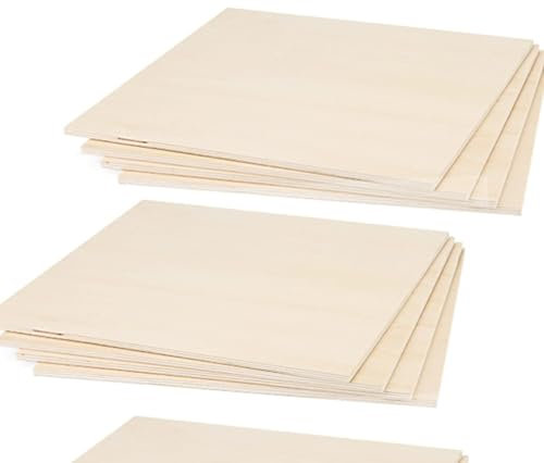 ZOENHOU 5 placas de madera contrachapada de 30 x 30 x 6 mm, madera de tilo, placas cuadradas sin pintar, tableros de madera contrachapada para manualidades, modelos, grabado, pintura