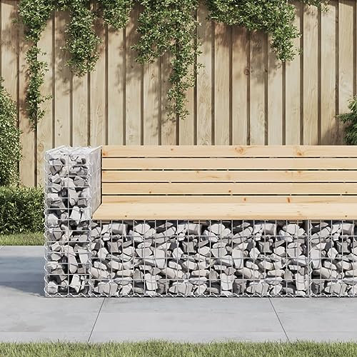 Lauuoeriau Home & Garden,Furniture-Garden Bench Gabion Design 122x71x65.5 cm Solid Wood Pine