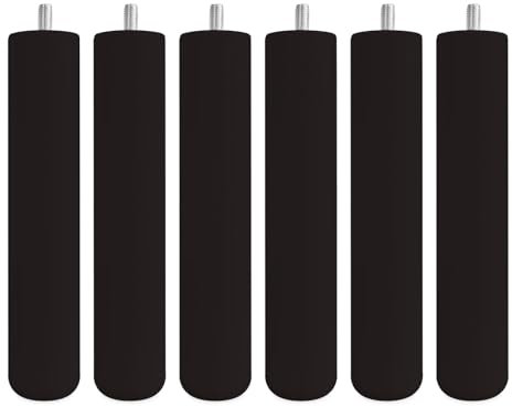 DUÉRMETE ONLINE Lot de 6 Pieds en Bois pour Base tapissée, cylindriques filetés, Hauteur 25 cm, Couleur wengé