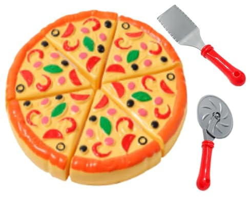 Kids Pizza - Pizza -Thema | Hölzerne Pizza Play Food | Pizza Play Set tun Rollenspiel Spielzeug Picknick -Set, Pizza Schneidkochspielzeug für Kinder Mädchen Schulmaterial,