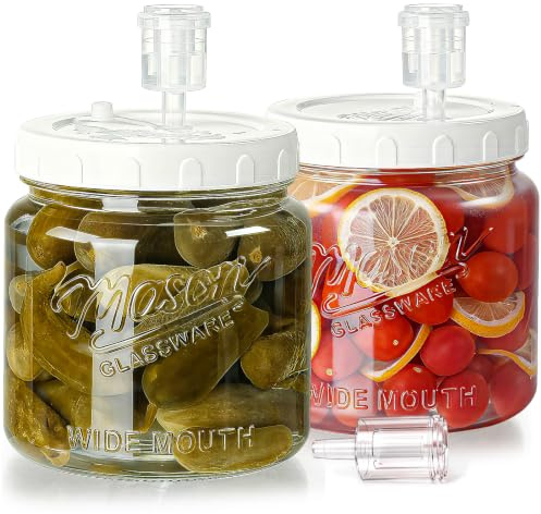 Dwbligt 2 Pack Fermentation Jars with 3 Airlocks, Half Gallon Glass Jars