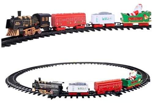 Ensemble de Train de Noël, Jouet Train d'arbre Noël électrique réaliste avec lumière et Son, Ensembles Suspendus pour Autour l'arbre, Cadeaux pour Enfants garçons Filles