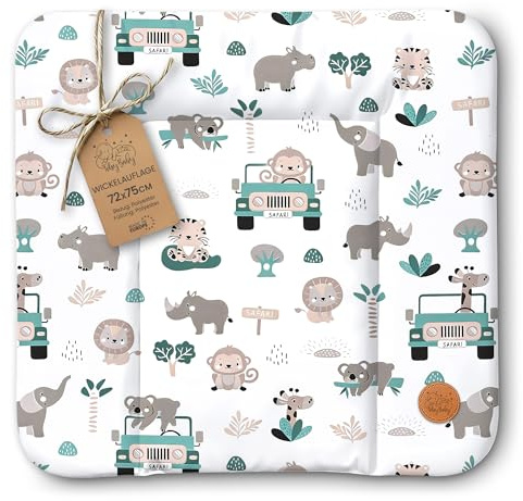 Wickelauflage Wickelunterlage abwaschbar und wasserdicht 75x72 cm - Wickelmatte zum Auflegen auf Wickeltisch Wickelaufsatz Wickelkommode oder Waschmaschine Oeko-Tex 75 x 72 Afrika
