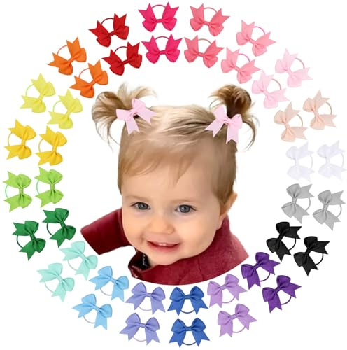 vobobe 40 Stück 5cm Baby Haargummis mit Schleifen für Kleinkinder