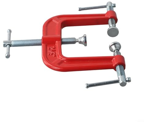 BEAZOOM 3-Wege-Klemmen-Set, 1 x Klemme, robustes Eisen für Holzbearbeitung, Befestigung für Flachbretter, Tischlerei, mit 70 mm Spanntiefe, Rot