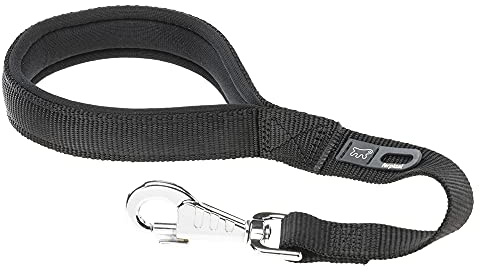 Ferplast Daytona GM Guinzaglio per Cani Extraresistente - Morbida Impugnatura Imbottita - Pratico Porta Sacchetti Igienici - Antiabrasione - Design Italiano - 45 x 2,5 cm, Nero