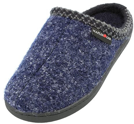 HAFLINGER Unisex at Nordkap Wool Hard Sole Slippers Blue (Navy 76) EU 41