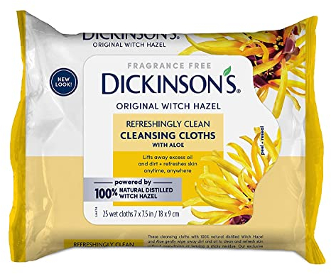 Dickinson's Original Witch Hazel Daily Refreshingly Clean Cleansing Cloths 25 ea Pack of 3 by Dickinson's