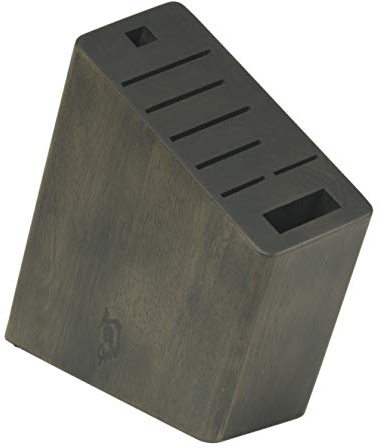 Shun Besteck 8 Schlitz Abgewinkelter Messerblock, Hartholzblock mit attraktiver dunkler Beizung, authentisch, japanischer Universal-Messerblock, Messerhalter für Küchentheke