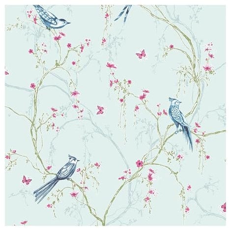 Superfresco Easy Duck Egg Tree Silhouette Butterfly Wallpaper | Paste The Wall | Duck Egg Trees | Eco-Friendly