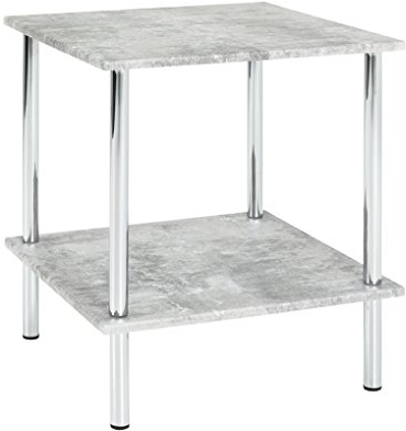HAKU Möbel Beistelltisch betonoptik, Chrom, MDF, Metall - Maße: B 39 cm x H 45 cm x T 39 cm, Style: Modern